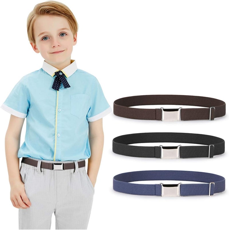 Jas. Good Kids Toddler Belt Elastic Stretch Adjustable Belt for Boys and Girls with Silver Square Buckle 2 Pack - Image 1